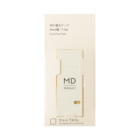 MD Correction Tape in a cream-colored dispenser, 6 mm wide x 7.2m, designed for MD PAPER use.