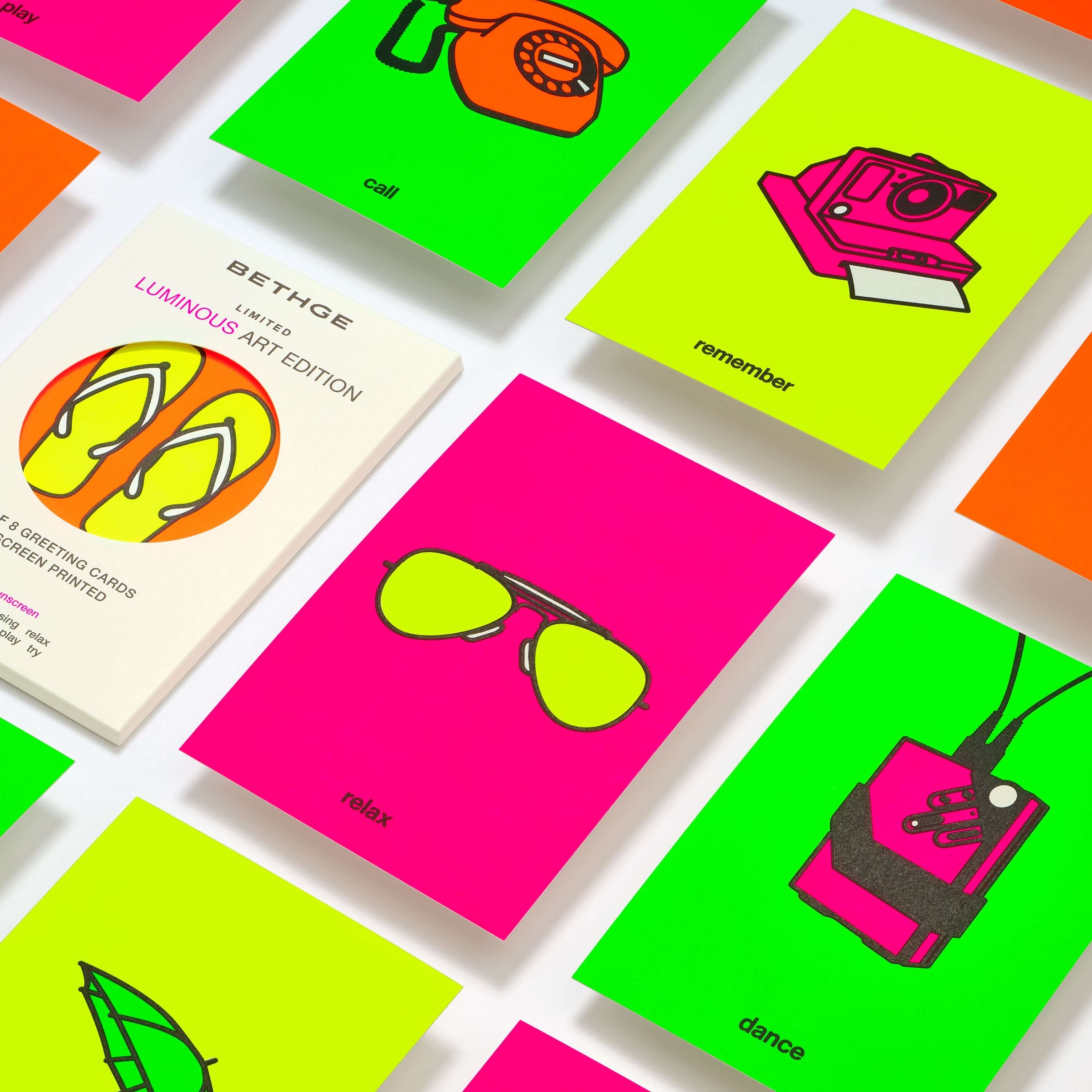 Bethge Luminous Art Edition, Box of 8 Greeting Cards, Limited Edition, Silkscreen Printed, 8 Cards 4 x 6 inch