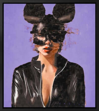 Darker Shade of Violet by Brad Robson featuring a figure in black with mouse ears against a violet background