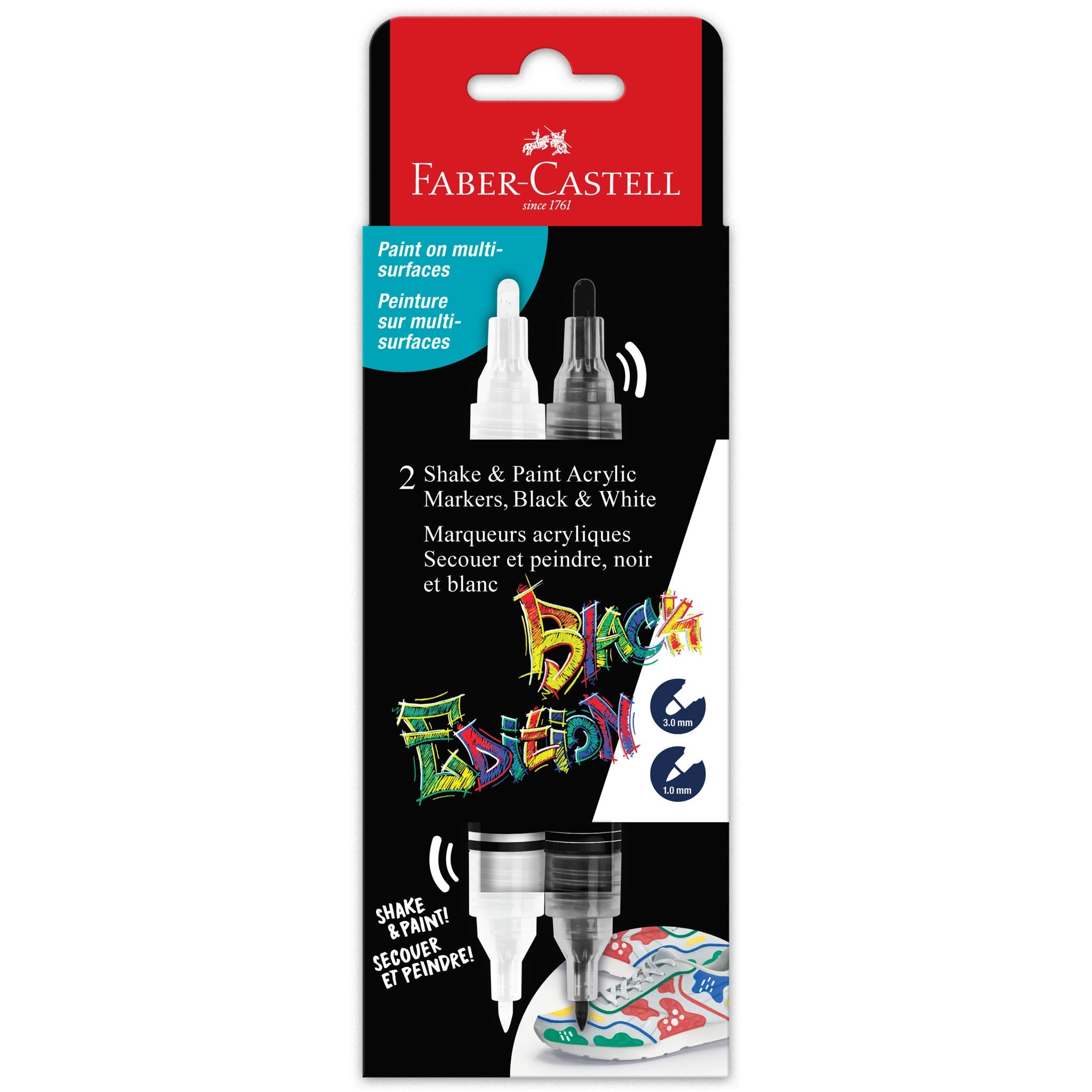 Faber-Castell Black Edition Shake & Paint Markers Set of 2 Black and White