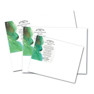 Winsor & Newton Canvas Board Pack of 3 featuring medium-grain cotton canvas for oil and acrylic painting, NI & Ireland only.