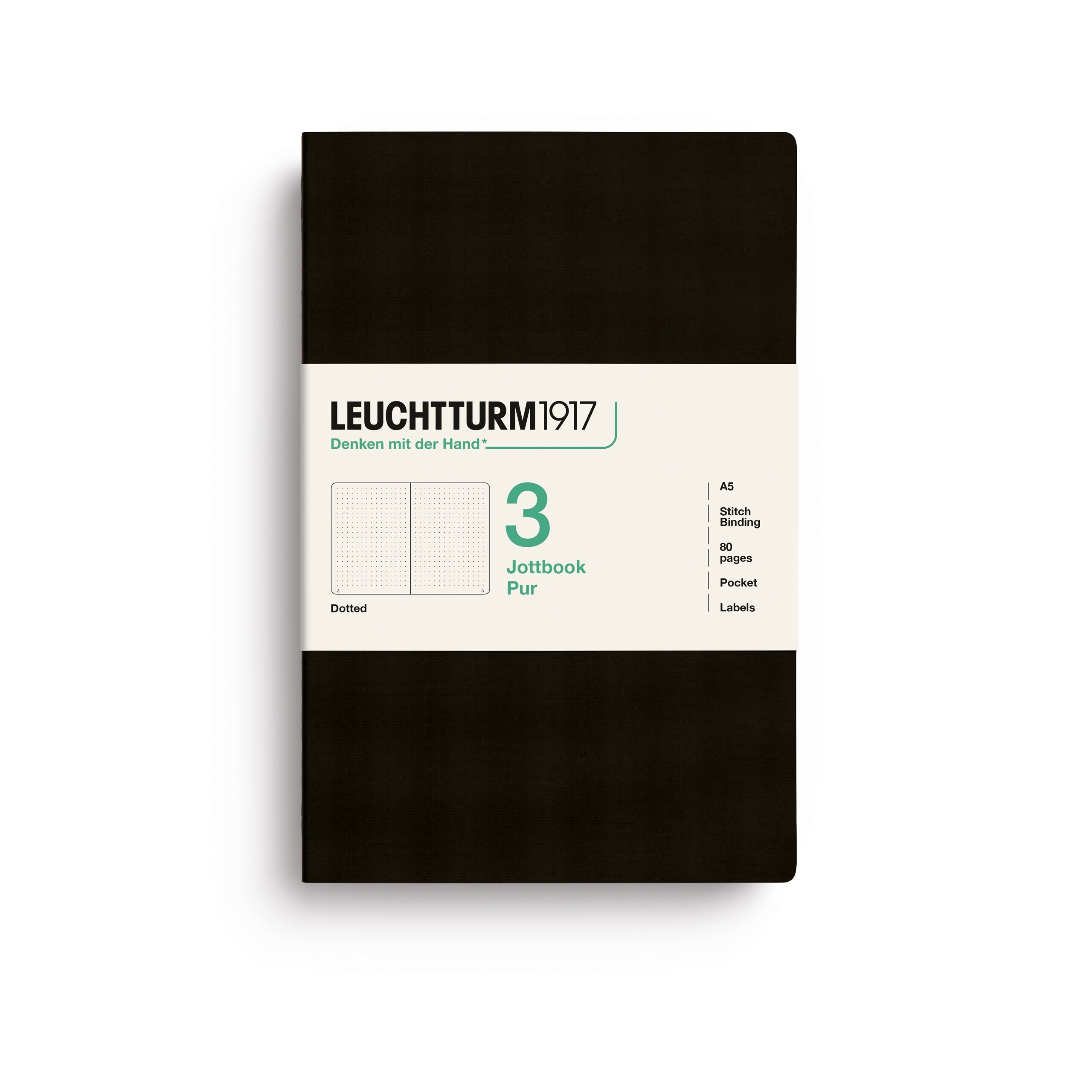LEUCHTTURM1917 Jottbook Pur A5 Medium set of 3 – Black, dotted (400702)