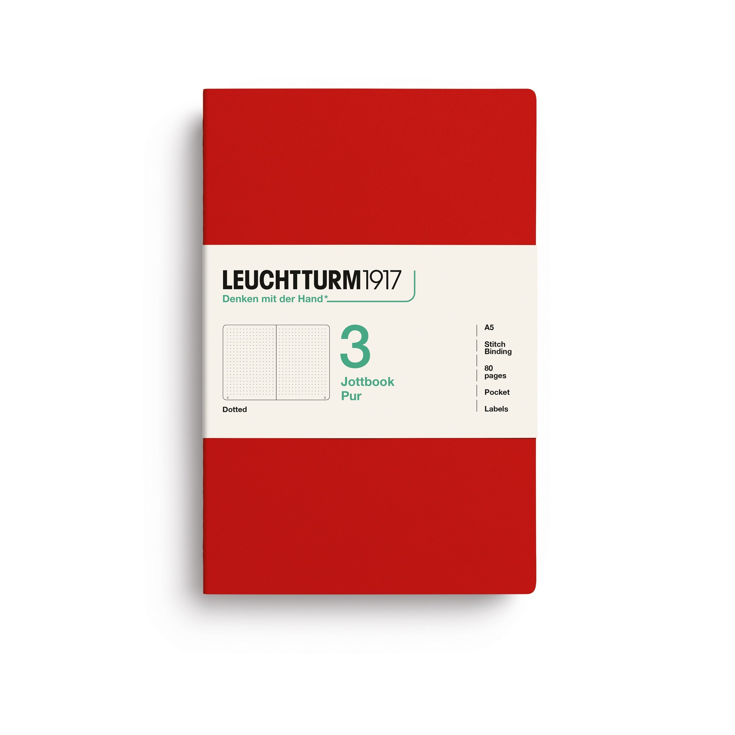 LEUCHTTURM1917 Jottbook Pur A5 Medium set of 3 – Cherry, dotted (400697)