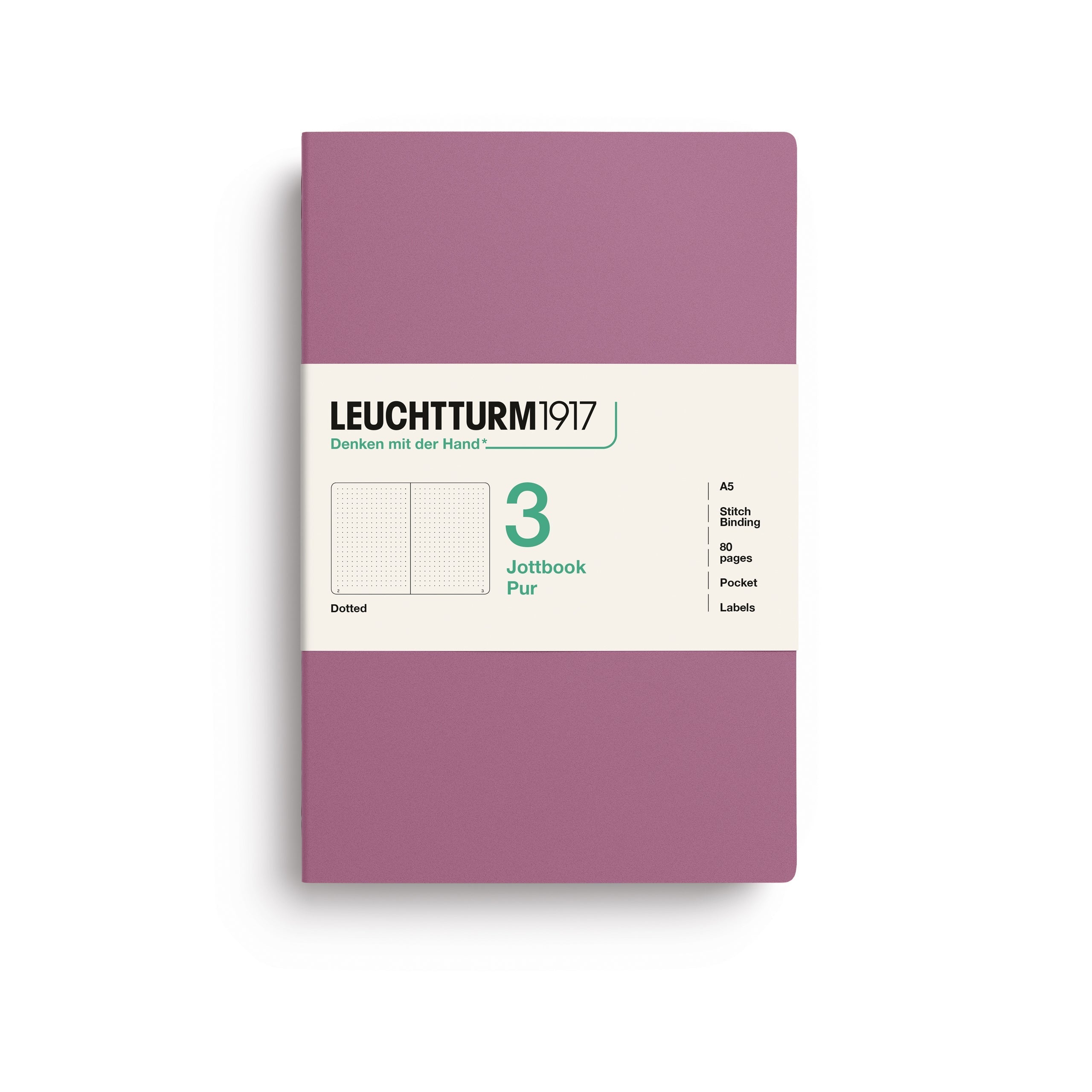 LEUCHTTURM1917 Jottbook Pur A5 Medium set of 3 – Dusty Rose, dotted (400696)