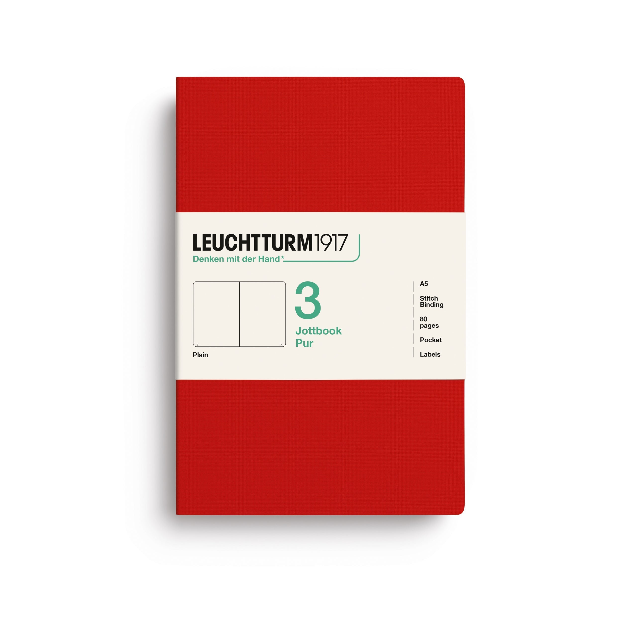 LEUCHTTURM1917 Jottbook Pur A5 Medium set of 3 – Cherry, plain (400689)
