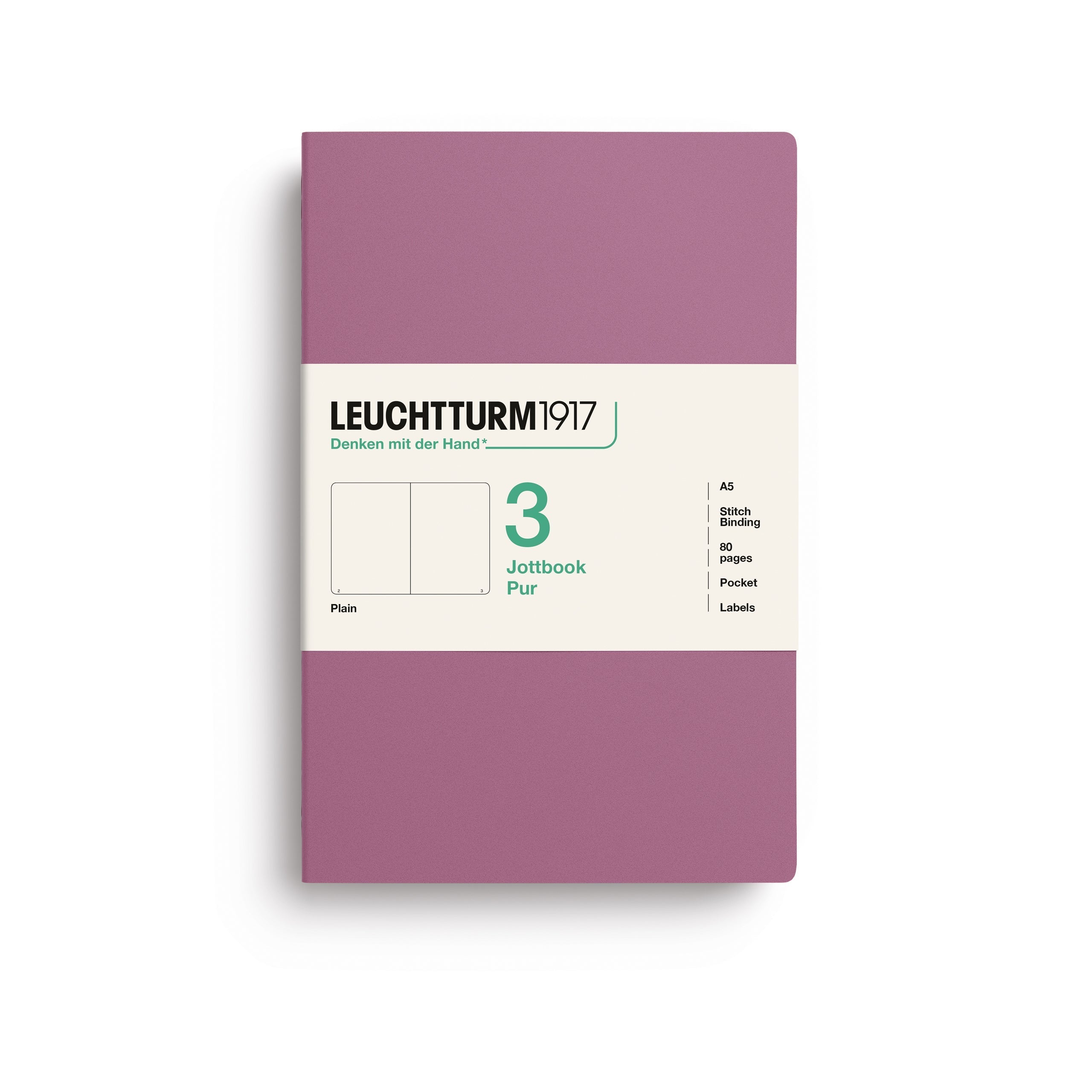 LEUCHTTURM1917 Jottbook Pur A5 Medium set of 3 – Dusty Rose, plain (400688)