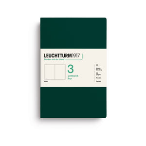 LEUCHTTURM1917 Jottbook Pur A5 Medium set of 3 – Forest Green, plain (400691)