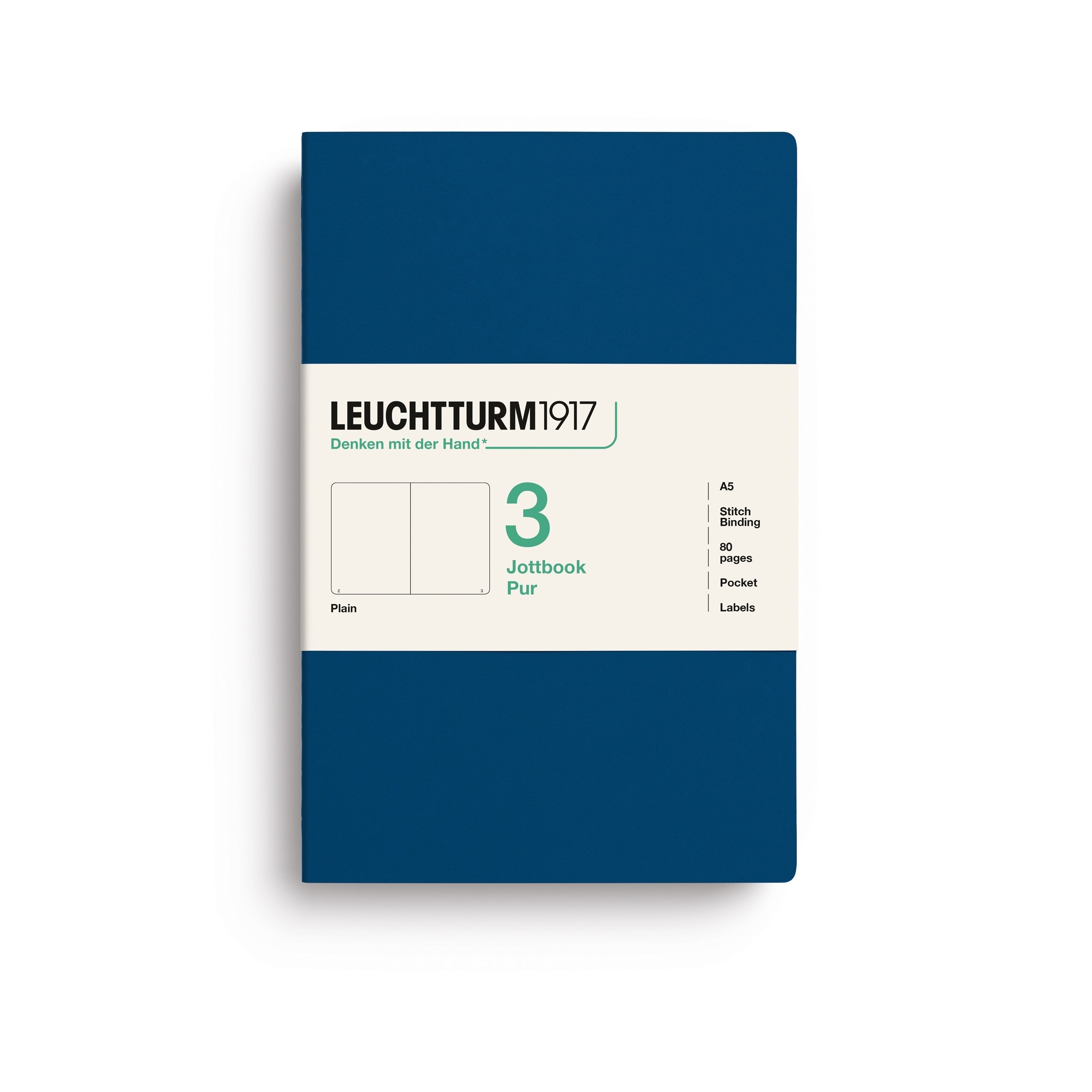 LEUCHTTURM1917 Jottbook Pur A5 Medium set of 3 – Indigo, plain (400693)