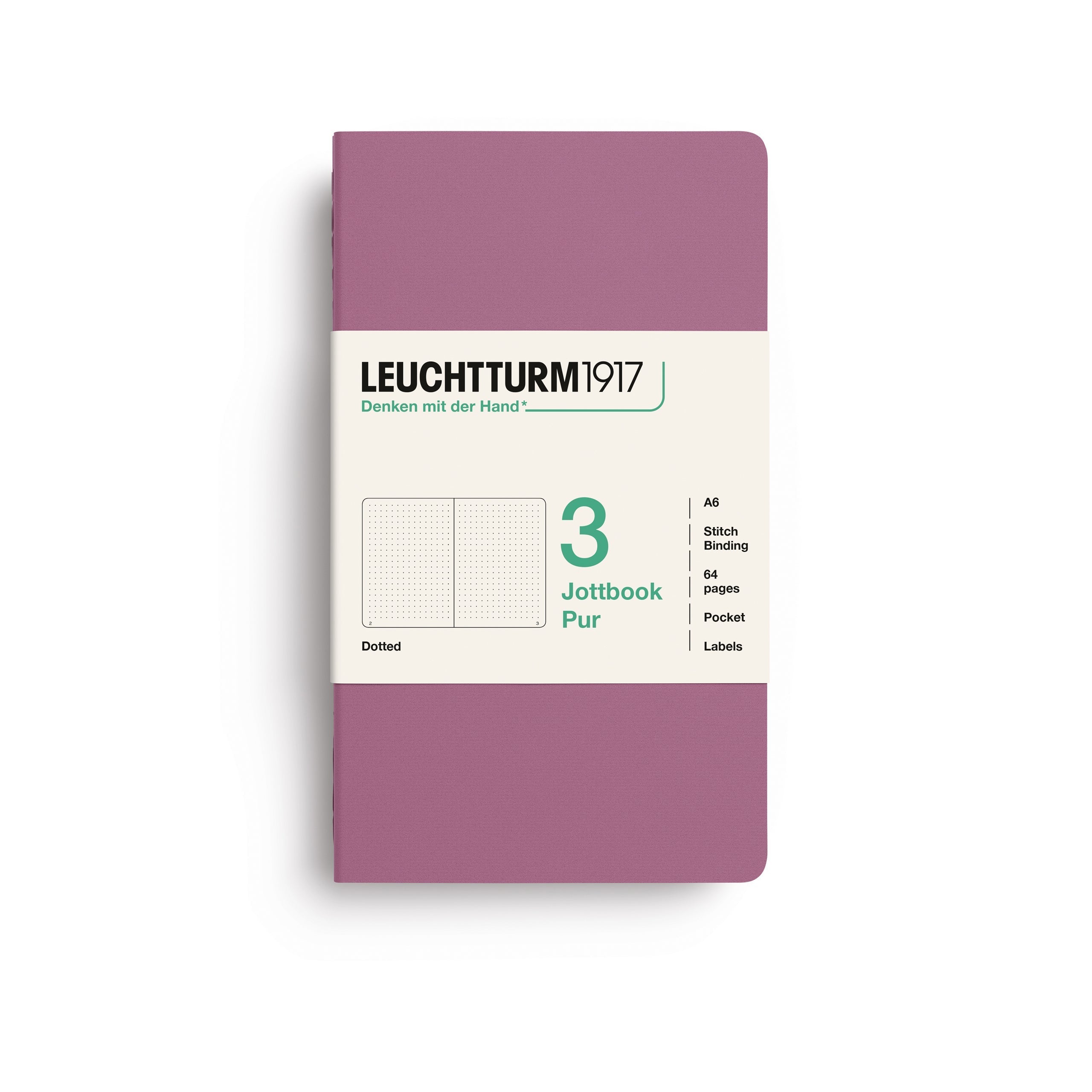 LEUCHTTURM1917 Jottbook Pur A6 Pocket set of 3 – Dusty Rose, dotted (400720)