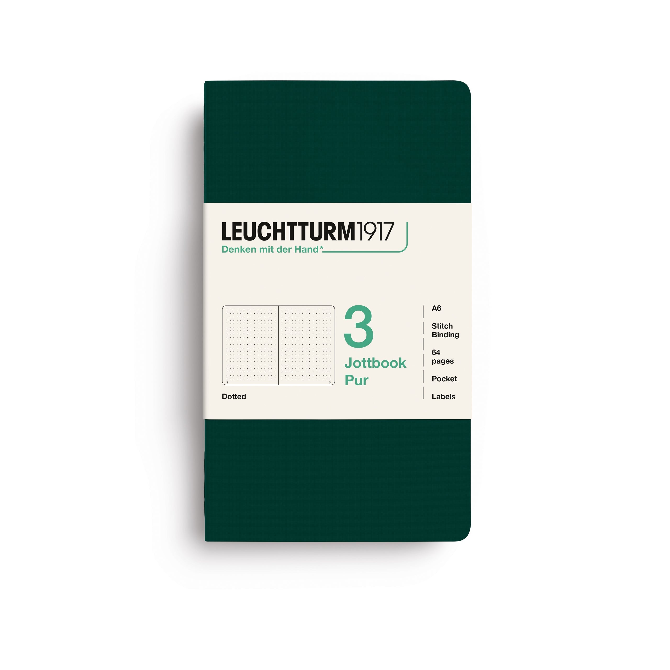 LEUCHTTURM1917 Jottbook Pur A6 Pocket set of 3 – Forest Green, dotted (400723)