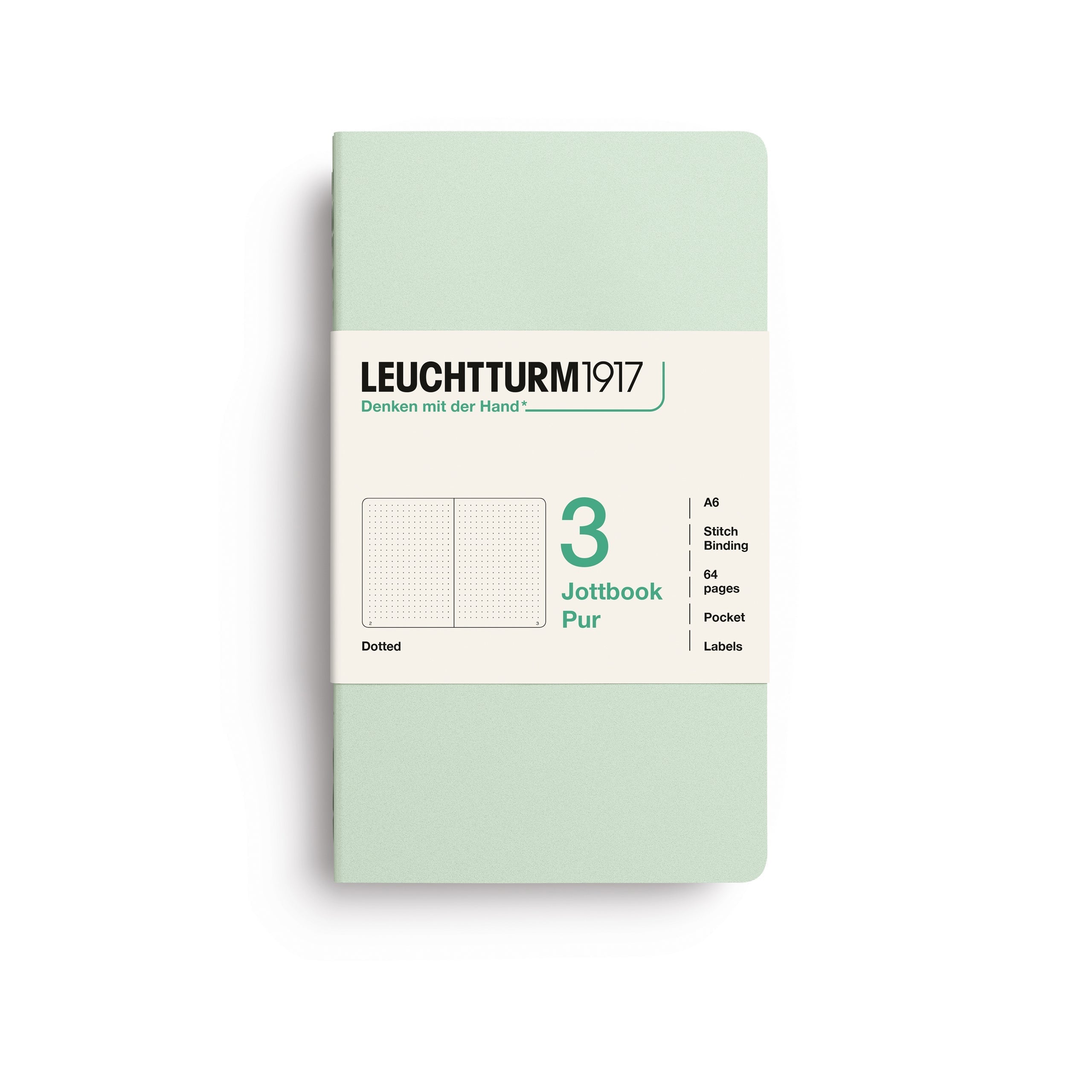 LEUCHTTURM1917 Jottbook Pur A6 Pocket set of 3 – Mint Green, dotted (400724)