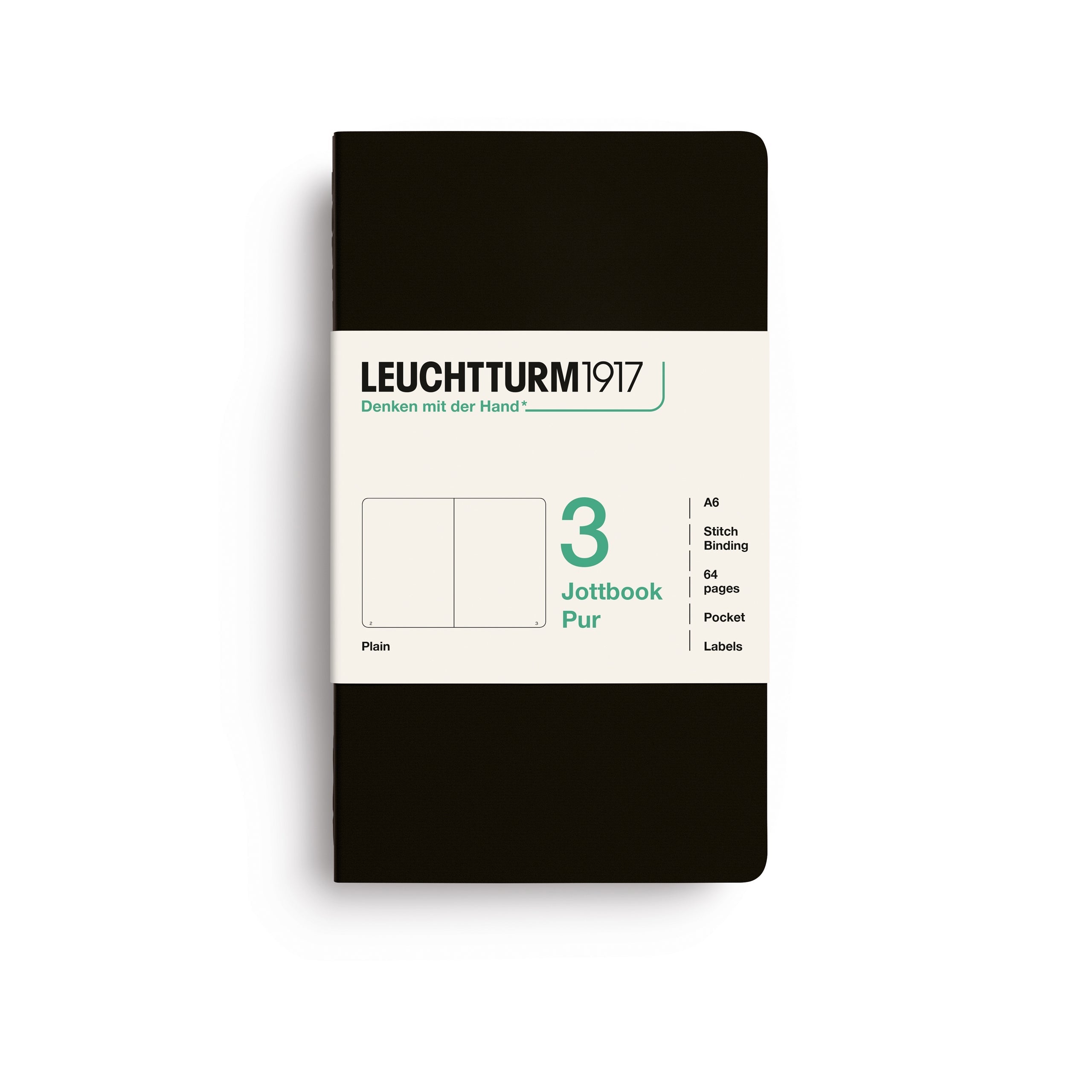 LEUCHTTURM1917 Jottbook Pur A6 Pocket set of 3 – Black, plain (400718)