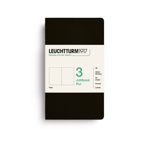 LEUCHTTURM1917 Jottbook Pur A6 Pocket set of 3 – Black, plain (400718)