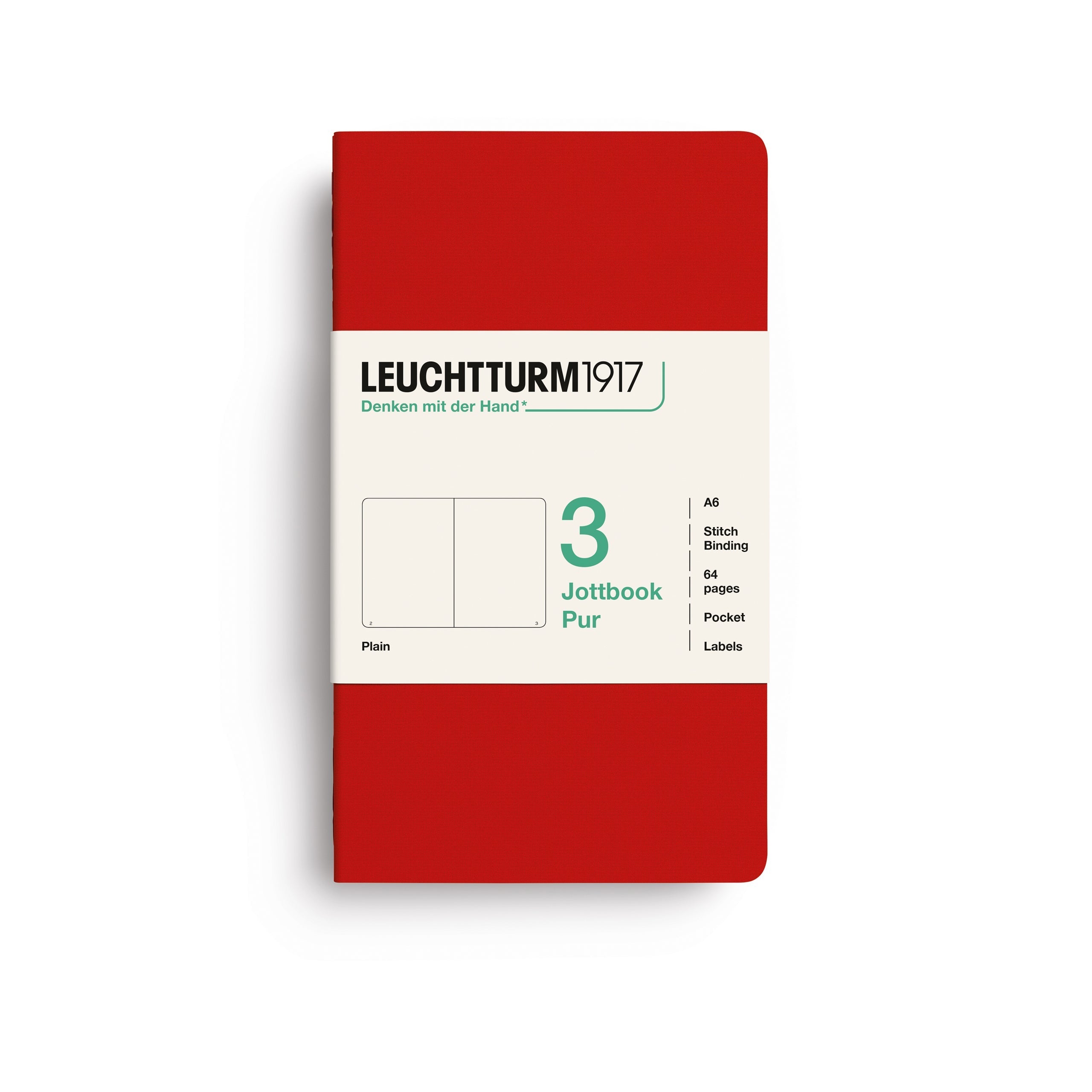 LEUCHTTURM1917 Jottbook Pur A6 Pocket set of 3 – Cherry, plain (400713)