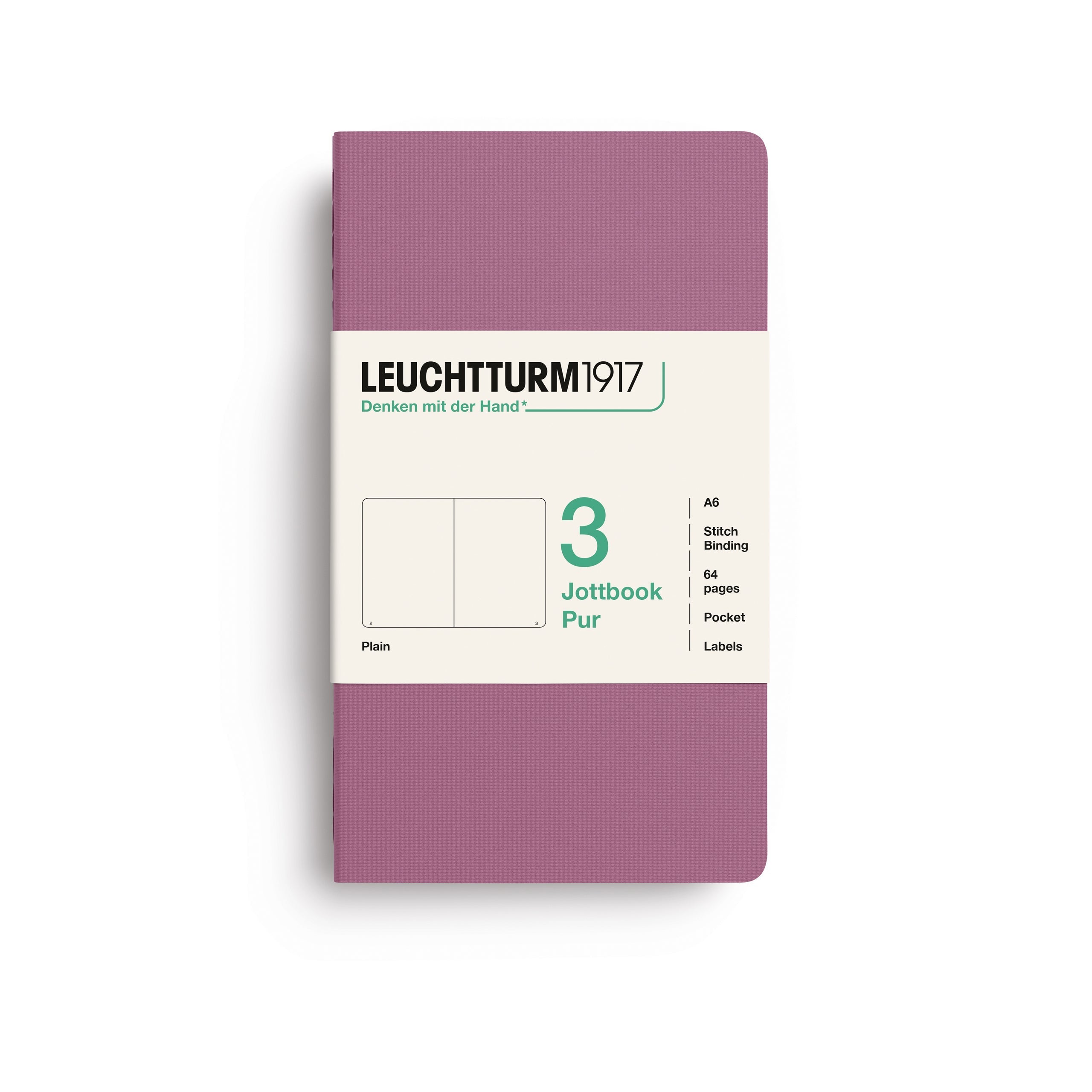 LEUCHTTURM1917 Jottbook Pur A6 Pocket set of 3 – Dusty Rose, plain (400712)