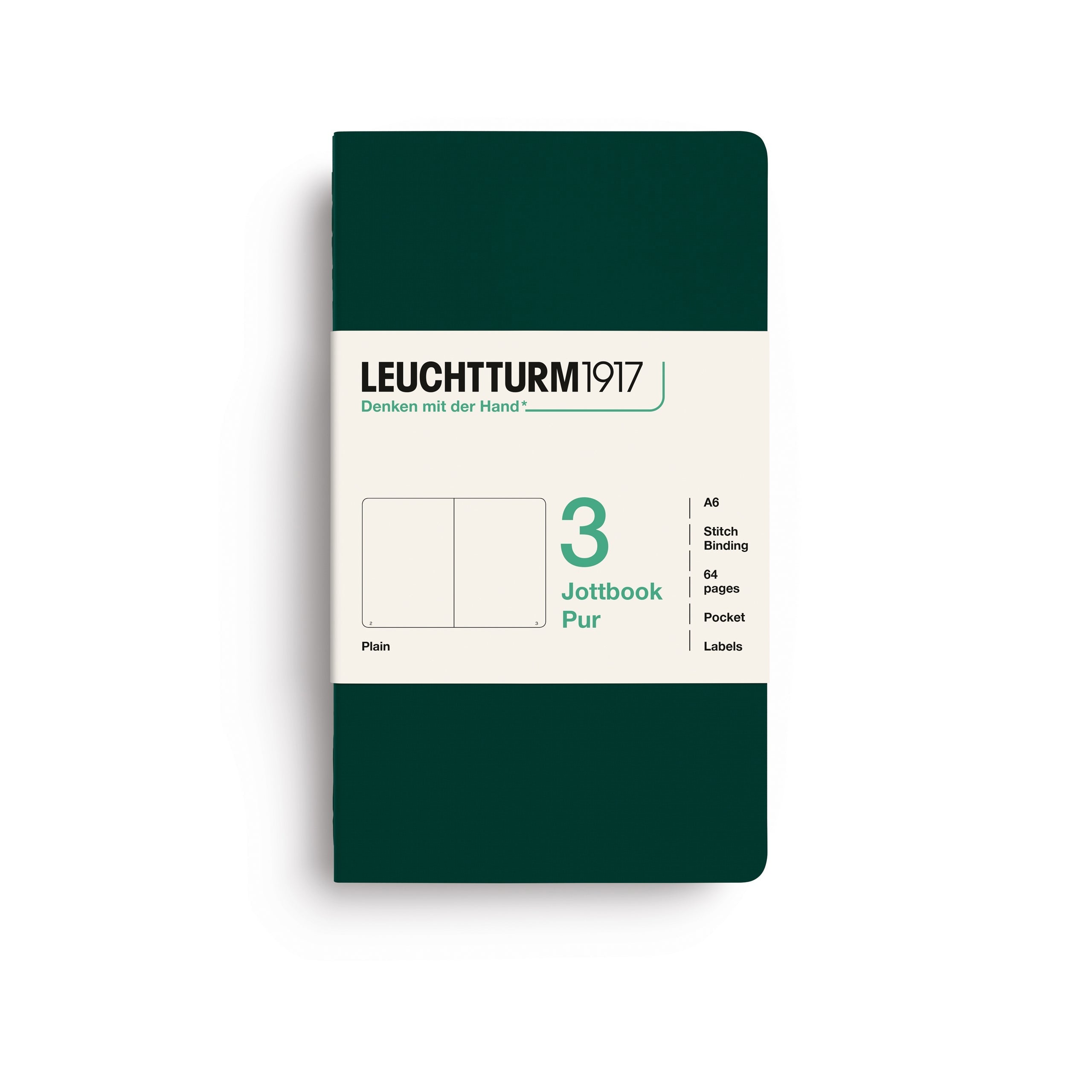 LEUCHTTURM1917 Jottbook Pur A6 Pocket set of 3 – Forest Green, plain (400715)