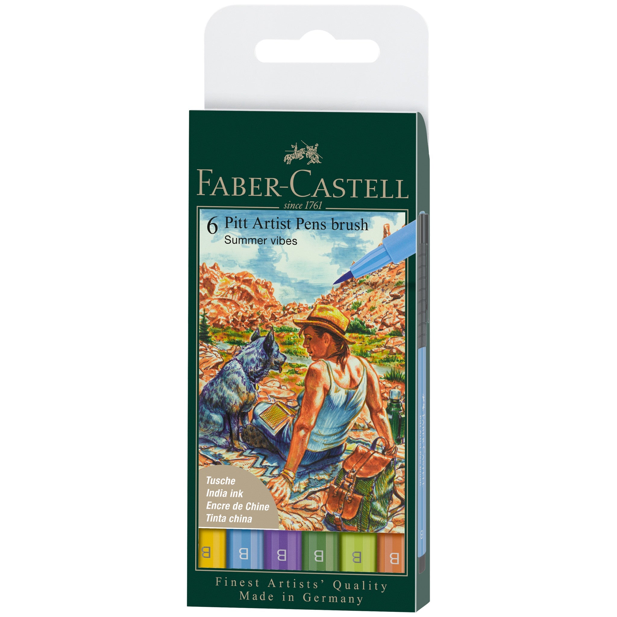 Faber-Castell Pitt Artist Brush Pen Wallet of 6 Summer Vibes