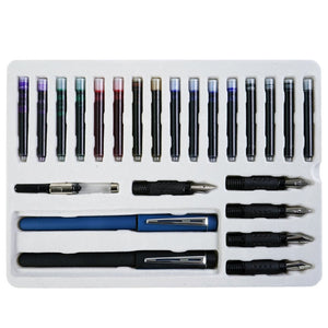 Create Calligraphy Set – 25 Piece with pens, interchangeable nibs, ink colors, and practice pad for beginners in calligraphy.