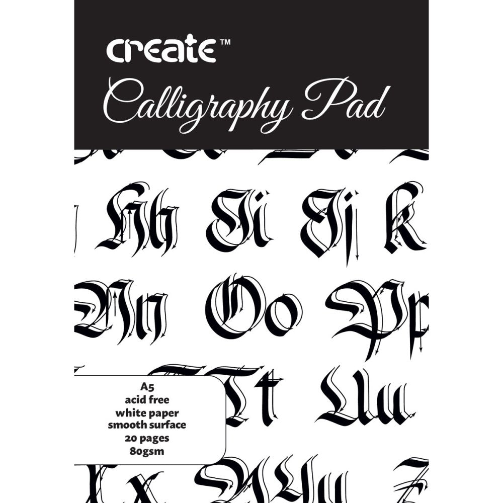 Create Calligraphy Pad with Gothic letters, ideal for practicing with the Create Calligraphy Set – 25 Piece.