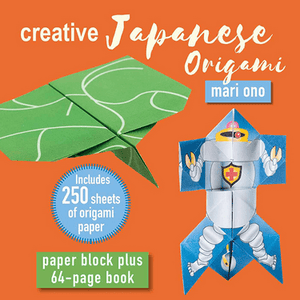 Creative Japanese Origami – Paper Block Plus 64-Page Book with 250 sheets and origami robot and plane.