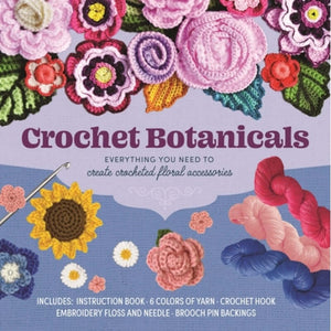 Crochet Botanicals – Complete Crochet Kit with yarns, hook, and crochet accessories for making floral designs, beginner-friendly kit.