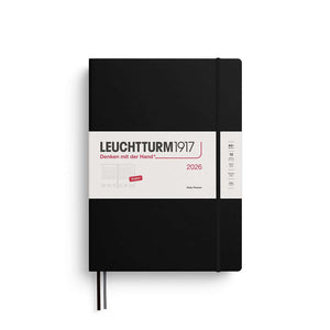 Black Leuchtturm Daily Planner 2026 in A4+ Master format with hardcover design for detailed planning.