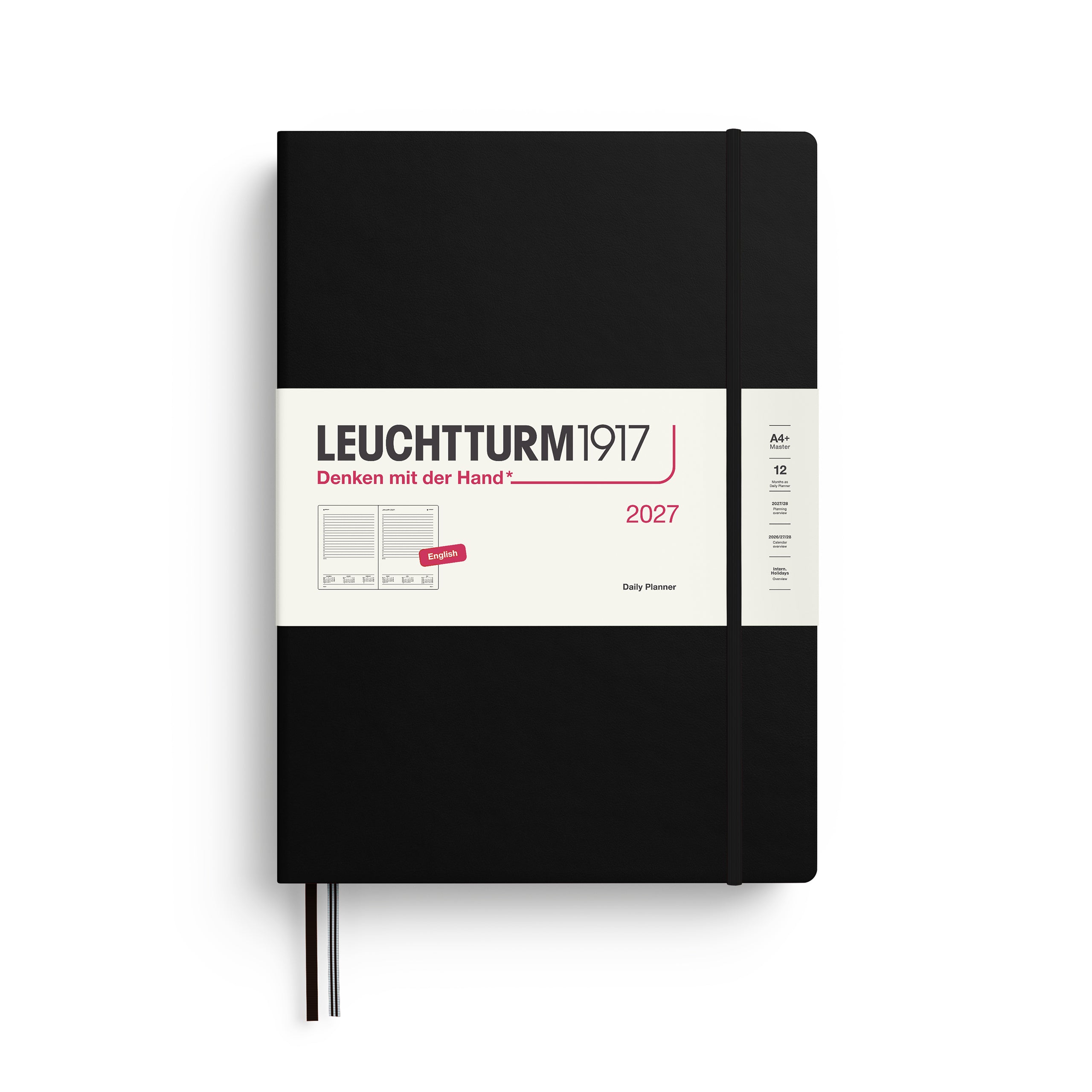 Leuchtturm1917 Daily Planner 2027 - A4+ Master Hardcover - Black