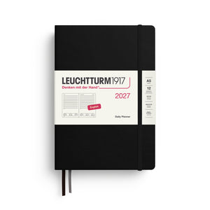 Leuchtturm1917 Daily Planner 2027 - A5 Medium Hardcover - Black