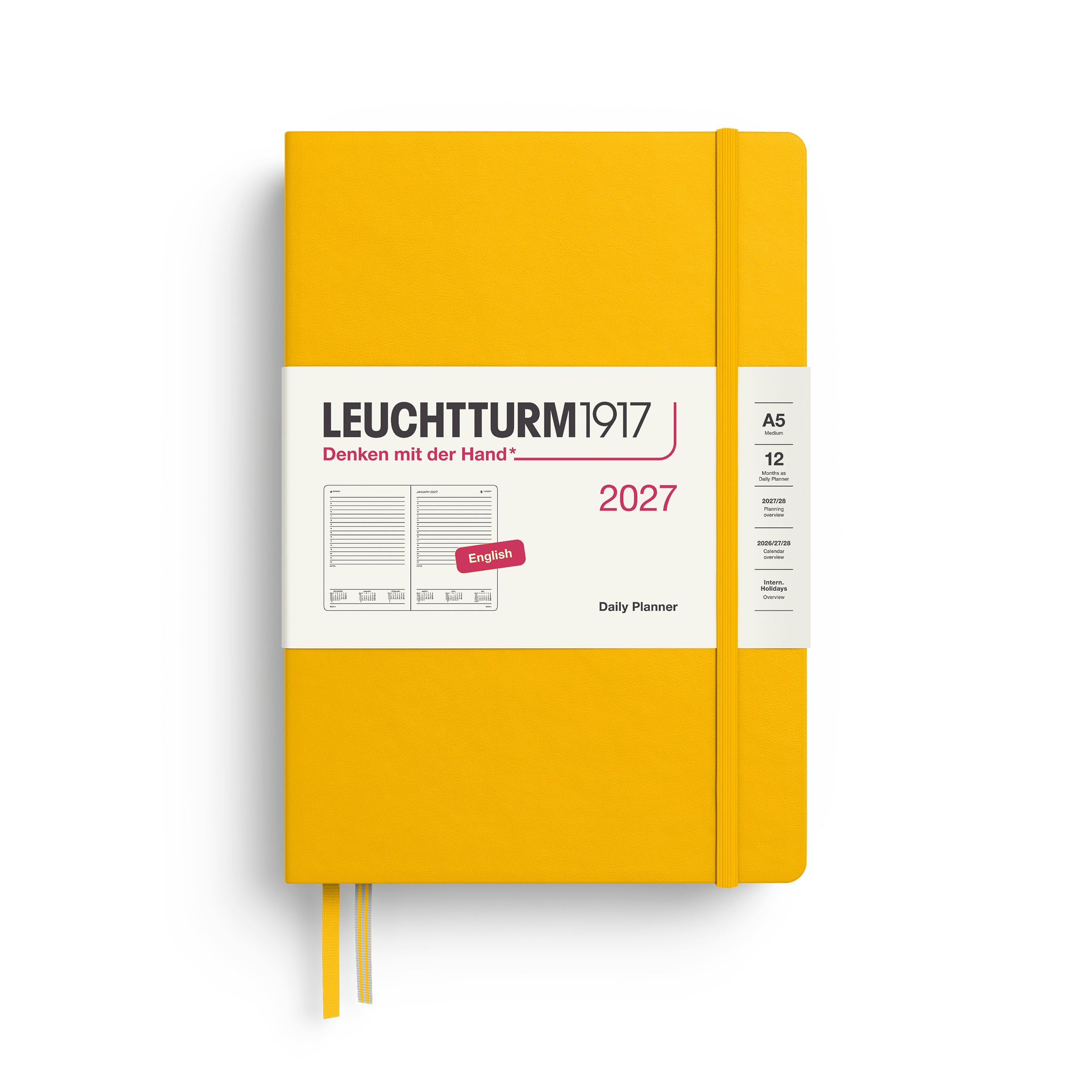 Leuchtturm1917 Daily Planner 2027 - A5 Medium Hardcover - Sunflower