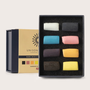 Dark Skies 8 Half Stick Soft Pastel Set by Unison Colour - 2026 packaging