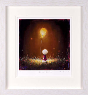 Doug Hyde Shine Bright – Limited Edition Giclée Print with Glitter, Framed showcasing a child holding a glowing balloon.