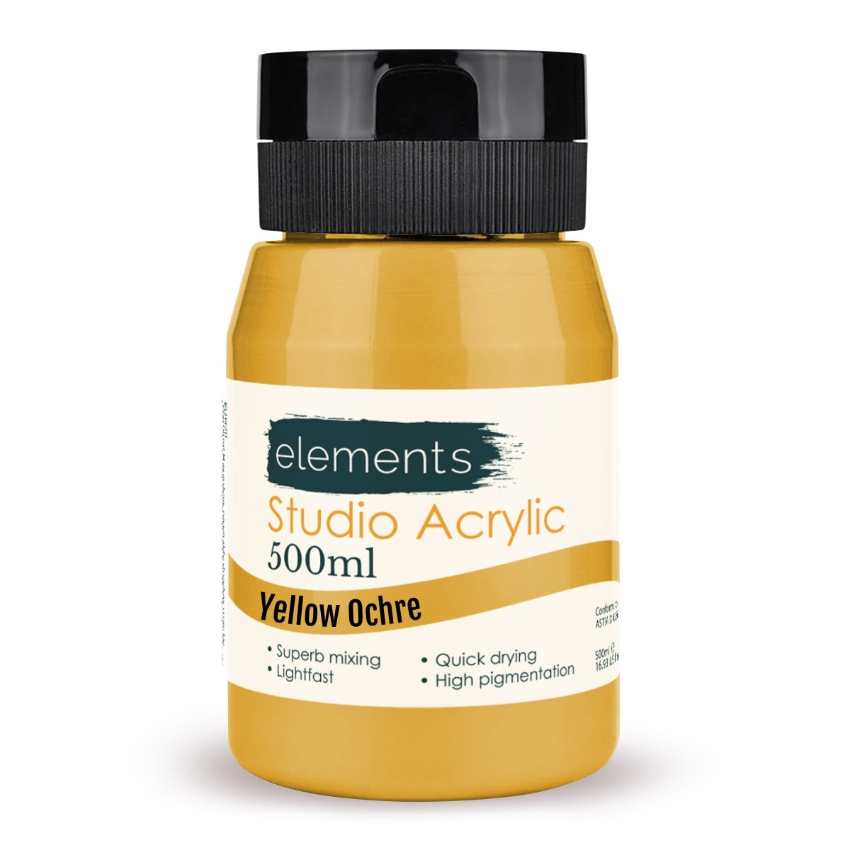 Elements Artists Acrylic 500ml — Yellow Ochre