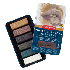 Derwent Tinted Charcoal XL Blocks Tin of 6