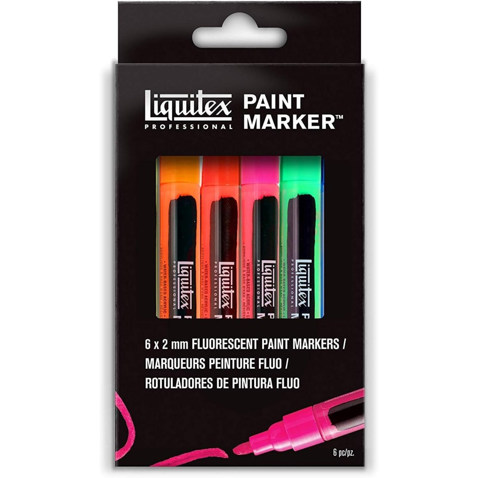 Liquitex Fluorescent Markers Set 6 x 2mm Fine Nib