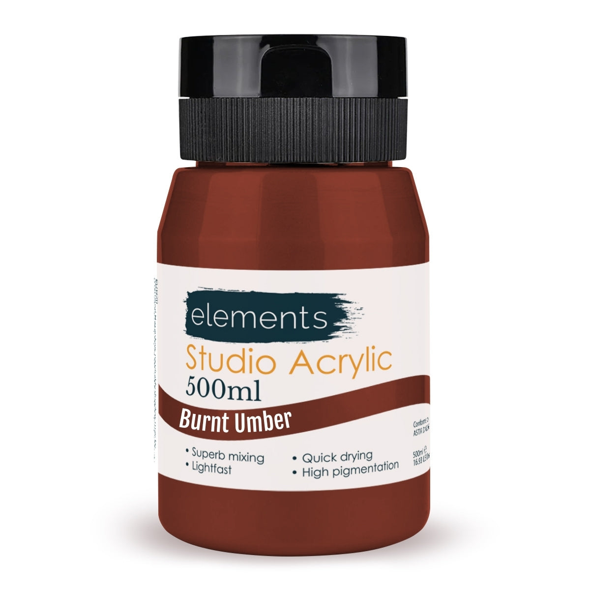 Elements Artists Acrylic 500ml — Burnt Umber