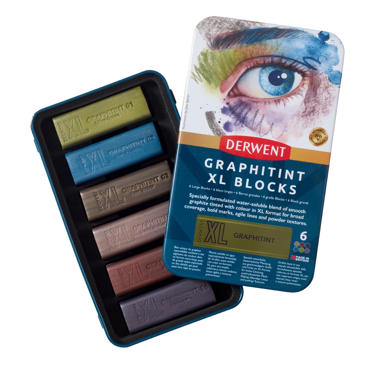 Derwent Graphitint XL Blocks Tin of 6