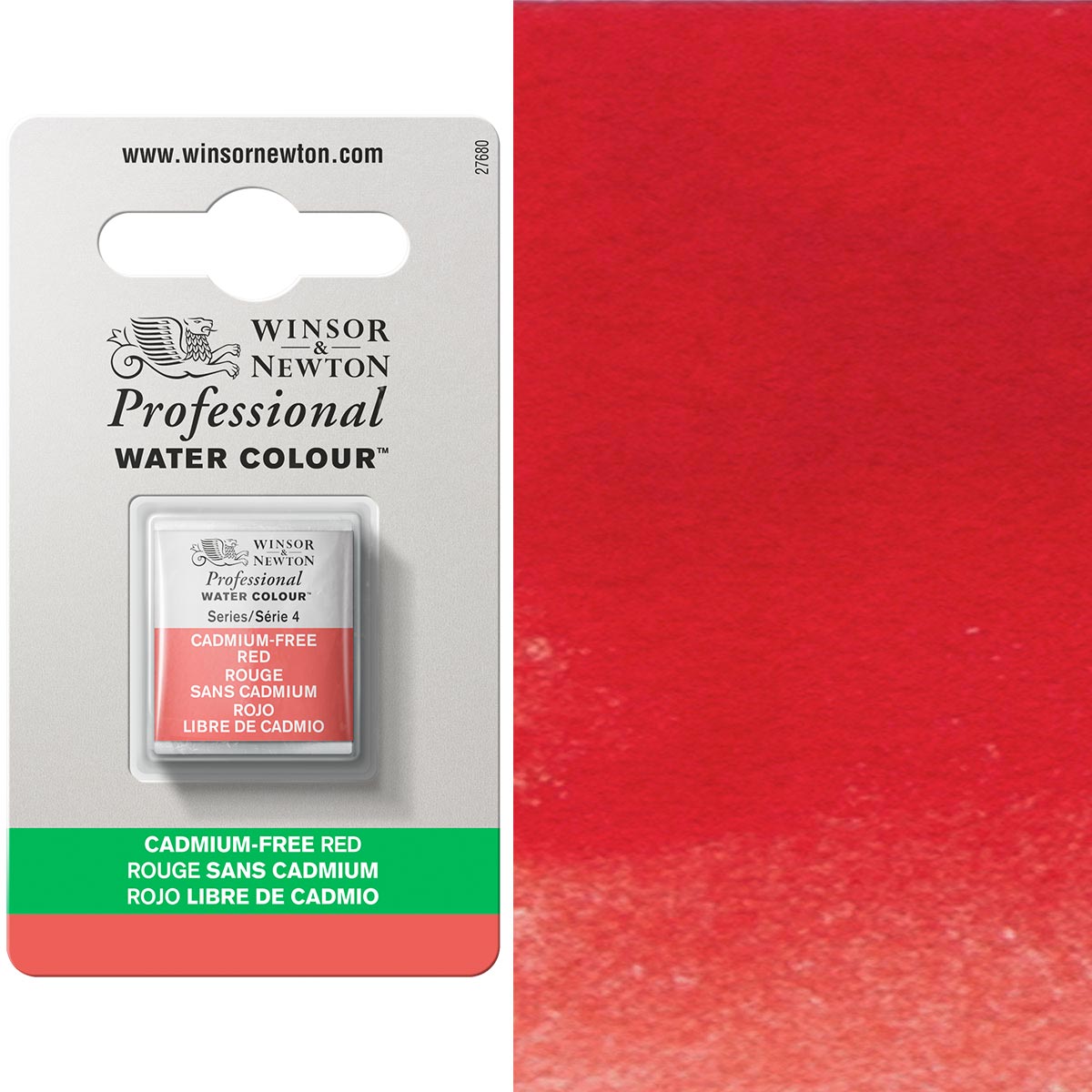 Winsor & Newton Professional Watercolour Half Pan — Cadmium-Free Red