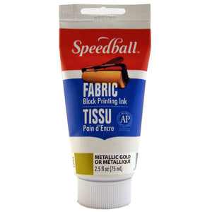 Speedball Fabric Block Printing Ink 75cc (2.5oz) - Metallic Gold