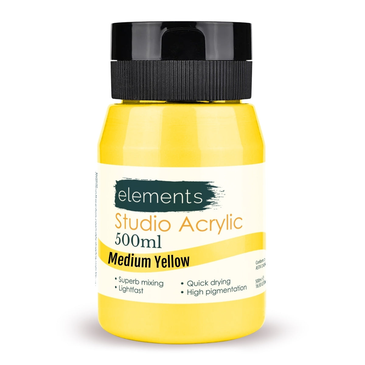 Elements Artists Acrylic 500ml — Medium Yellow