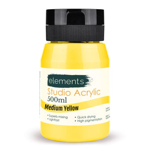 Elements Artists Acrylic 500ml — Medium Yellow