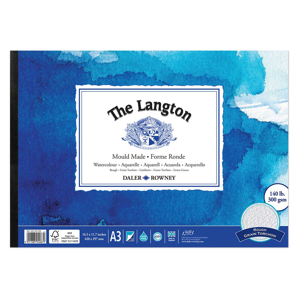 Daler Rowney Langton Watercolour Rough Pad A3 300gsm 12 Sheets