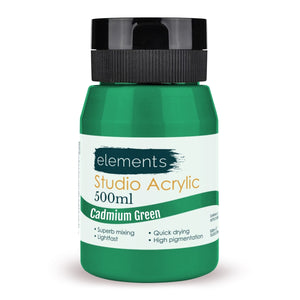 Elements Artists Acrylic 500ml — Cadmium Green