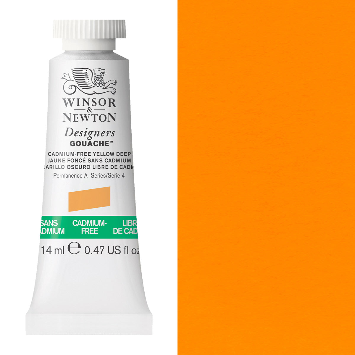 Winsor & Newton Designers' Gouache 14ml - Cadmium-Free Yellow Deep