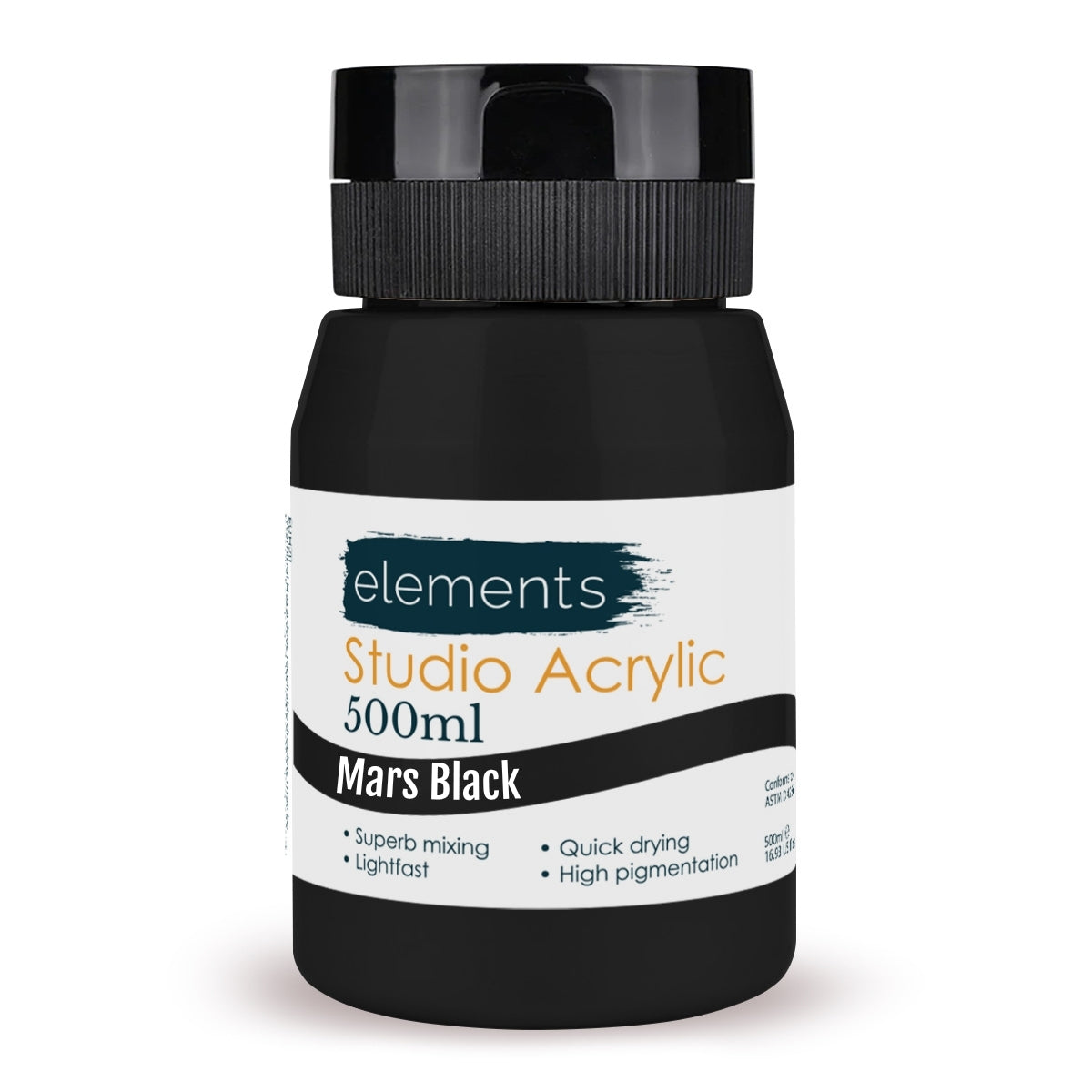 Elements Artists Acrylic 500ml — Mars Black