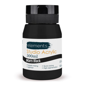 Elements Artists Acrylic 500ml — Mars Black