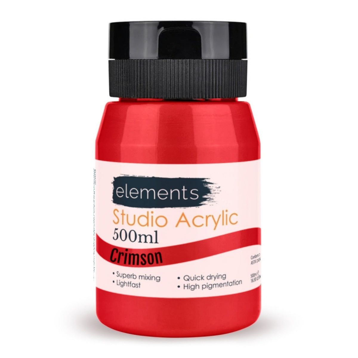 Elements Artists Acrylic 500ml — Crimson