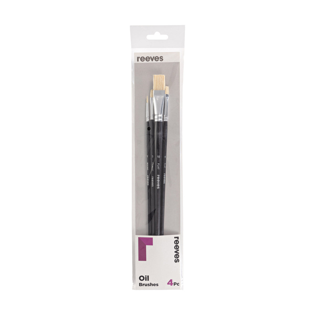 Reeves Oil Brush Set Long Handle x 4