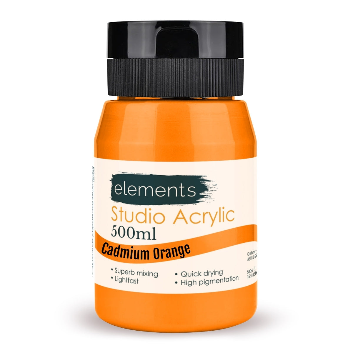 Elements Artists Acrylic 500ml — Cadmium Orange