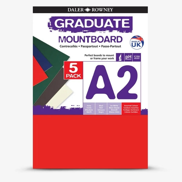 Daler Rowney A2 Graduate Mountboard 5 Pack Assorted