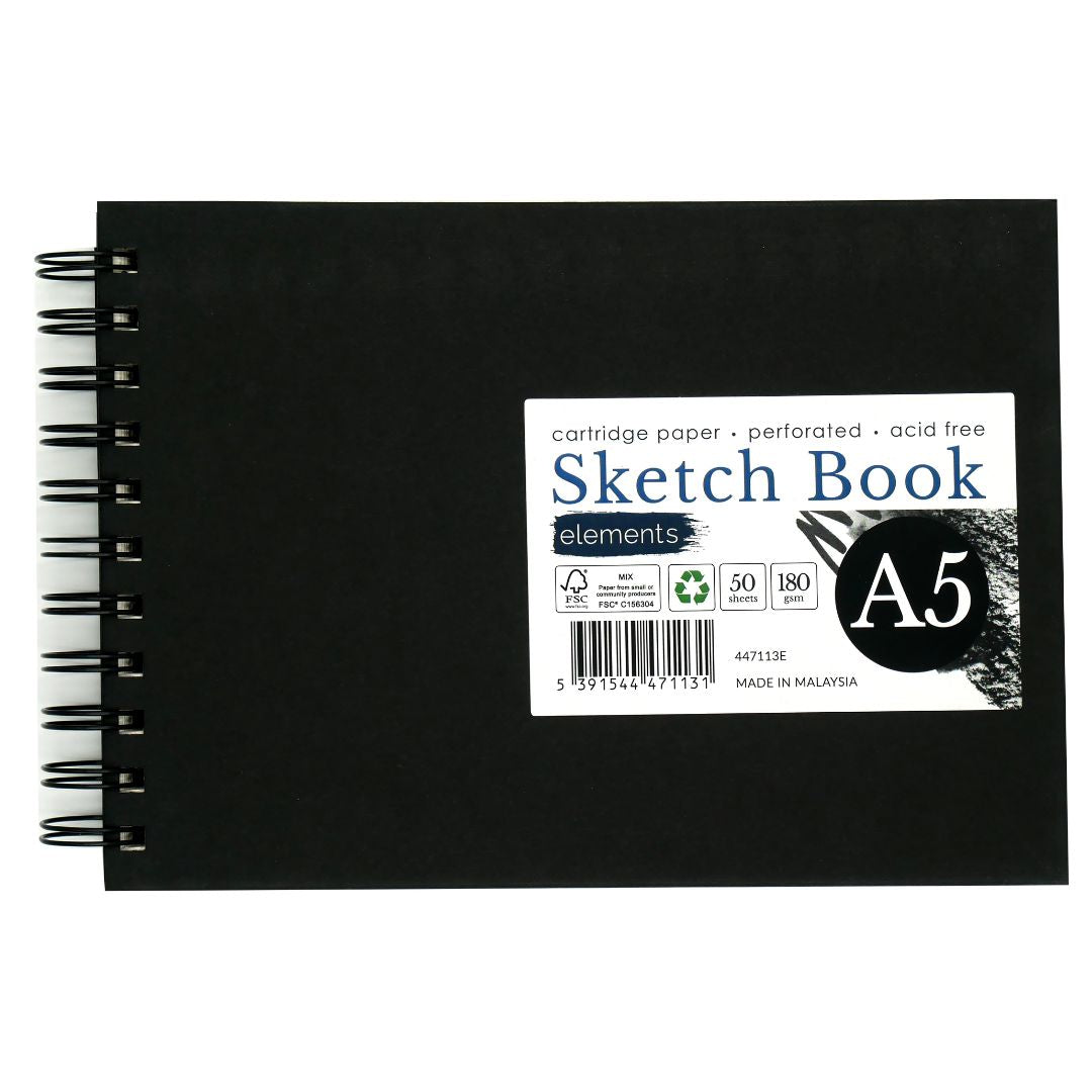 Elements Wire-O Hard Cover Sketch Book Landscape — A5